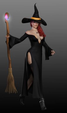 Cadılar Bayramı için Seksi Kızıl Saçlı Cadı