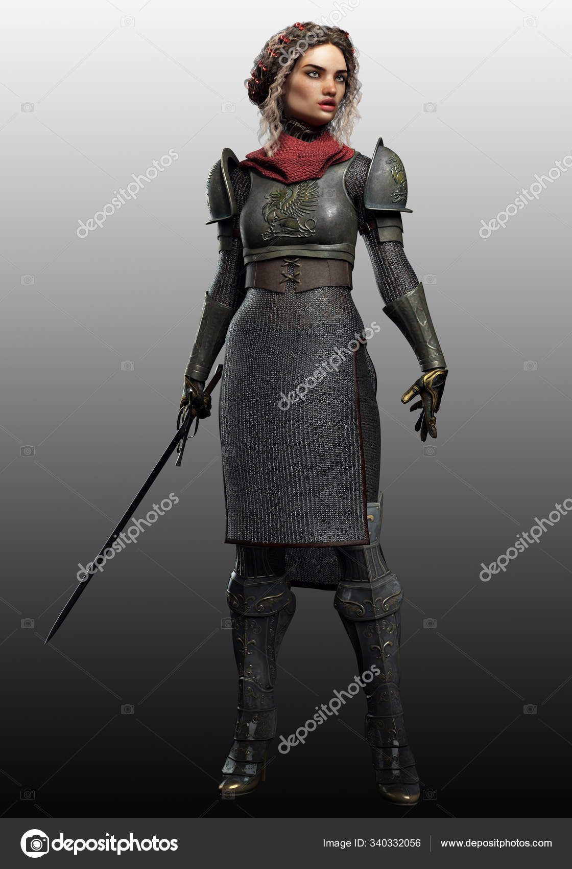 Lady Knight Silver Medieval Armor Chain Mail Stock Photo by ©Ravven ...