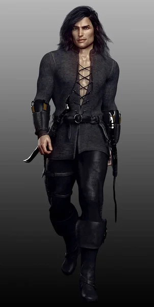 Fantasy Medieval Male Warrior Leather — 스톡 사진