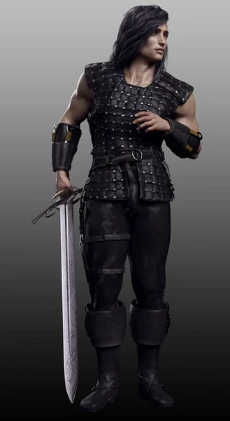 Fantasy Medieval Male Warrior in Leather