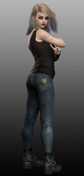 Goth or Punk Teen Girl with Blue Hair