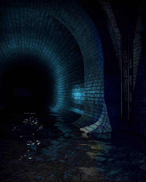 Cgi Dark Underground Sewer Tunnel — Stock fotografie