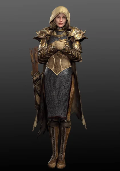 Fantasy Woman Archer or Ranger in Leather Armor