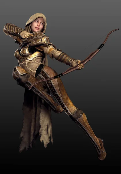 Fantasy Woman Archer or Ranger in Leather Armor