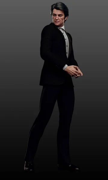 Handsome Male Tuxedo Black Formal Suit Glasses — Stock Photo, Image