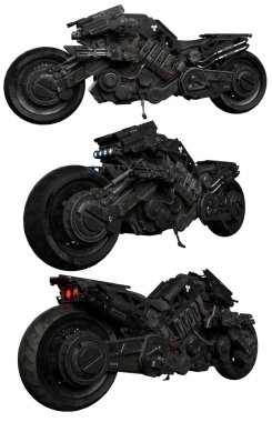 Cyberpunk, Sci Fi veya Steampunk Cyborg Motosikleti
