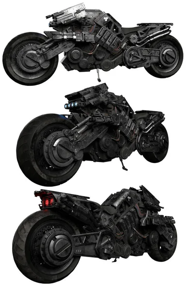Cyberpunk Sci Eller Steampunk Cyborg Motorcykel — Stockfoto