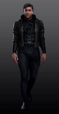 Siyah saçlı, deri giyen seksi POC yaşlısı.