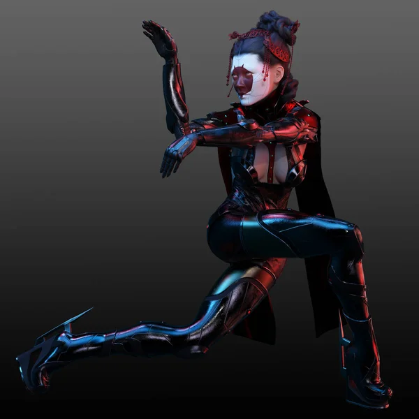 Cyberpunk Veya Sci Cyborg Samuray — Stok fotoğraf
