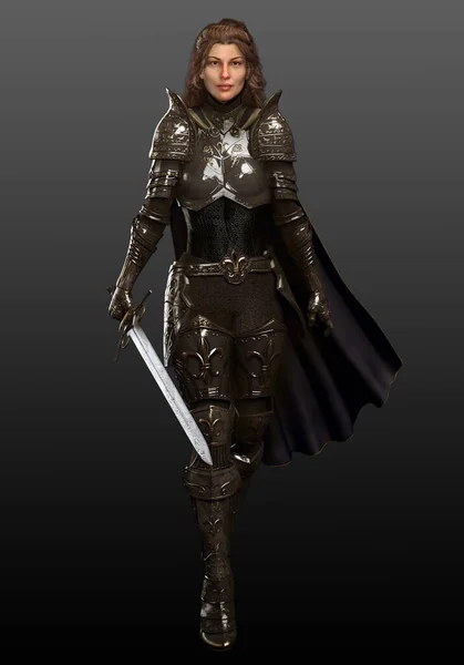 Female Warrior Knight Heavy Armor — Stock Photo, Image