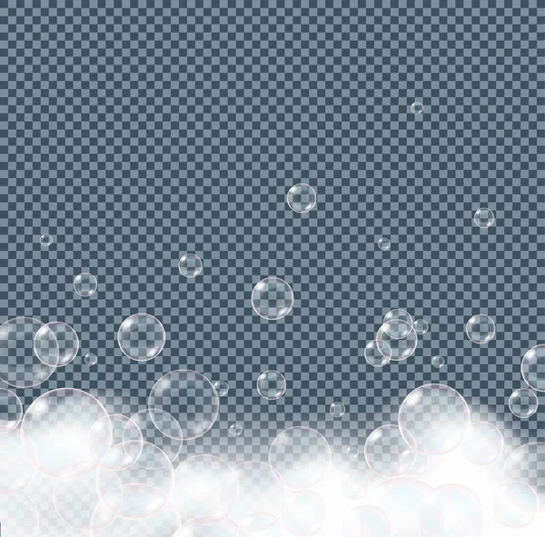 Tvål Skum Bubblor Isolerad Transparent Bakgrund Realistisk Ser Vektor Illustration — Stock vektor