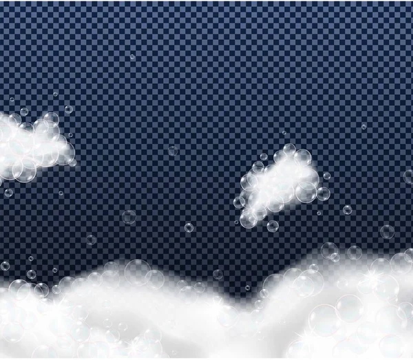 Bulles Mousse Savon Shampooing Isolées Sur Fond Transparent Illustration Vectorielle — Image vectorielle