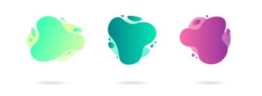 Soyut gradyan modern grafik elementler kümesi. Akan sıvı şekilli pankartlar. Logo, broşür, sunum, davetiye, kart şablonu. Vektör illüstrasyonu.