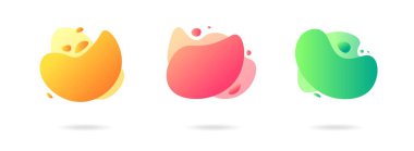 Soyut gradyan modern grafik elementler kümesi. Akan sıvı şekilli pankartlar. Logo, broşür, sunum, davetiye, kart şablonu. Vektör illüstrasyonu.