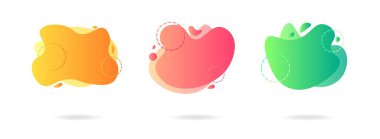 Soyut gradyan modern grafik elementler kümesi. Akan sıvı şekilli pankartlar. Logo, broşür, sunum, davetiye, kart şablonu. Vektör illüstrasyonu.