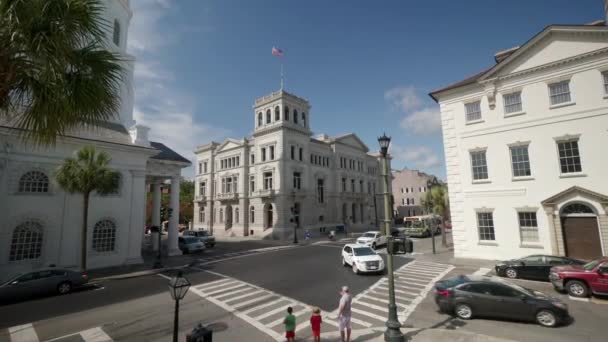 Four Corners Street Sceene Marshal Service Postal Museum Town Chalreston — Stockvideo