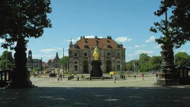 Goldener Reiter Goldener Kavalier Reitstatue Von August Dem Starken Dresden — Stockvideo