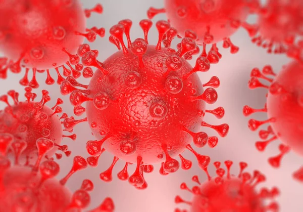 Concepto Virus Corona Renderizar Composición Horizontal Con Espacio Copia — Foto de Stock