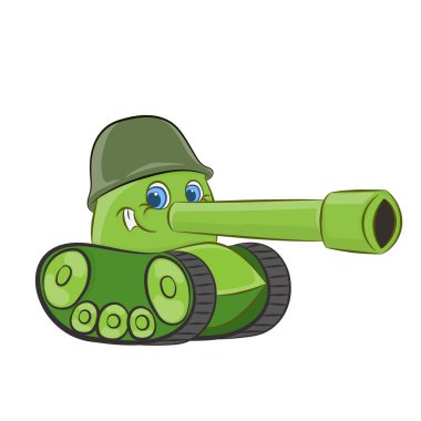 vektör gülümseyen bir yüz tankla Cartoon