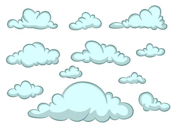 Cartoon Conjunto Vetor Nuvem Nuvens Azuis — Vetor de Stock