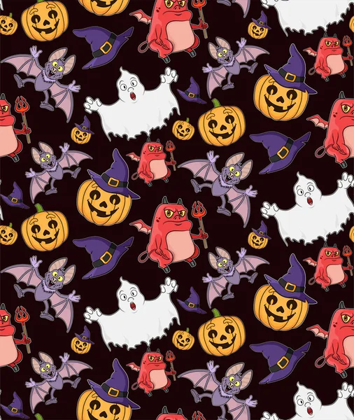 Halloween Bezešvé Kreslené Vzorem Vzor Tapety Obaly Textil Tkaniny — Stockový vektor