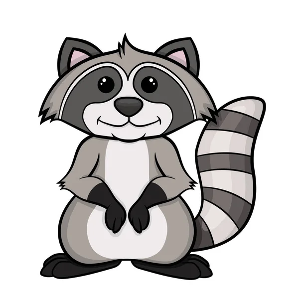 Cute Smiling Cartoon Raccoon Vector Isolated White Background Stock Illustration — Stock Vector