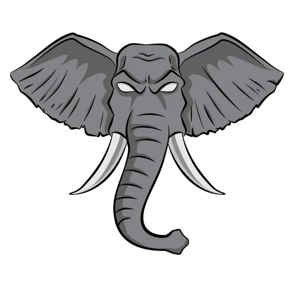 Cabeça Desenhada Elefante Vectorial Ilustração Estoque Isolado Fundo Branco — Vetor de Stock