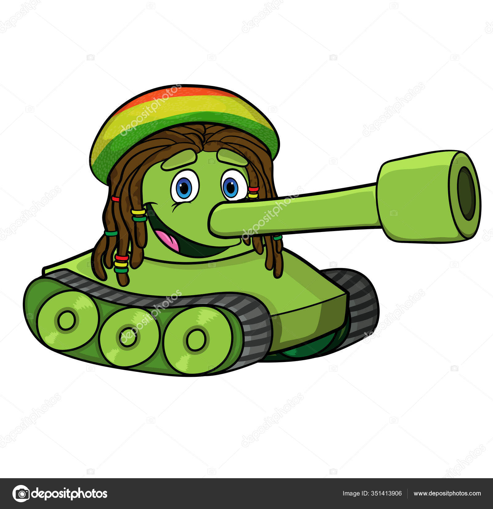 Cartoon Tank Dreadlocks Rasta Hat Smiling Vector Image Isolated White Stock Vector Image by ©King72 #351413906 Cartoon Tank Dreadlocks Rasta Hat Smiling Vector Image Isolated White Stock Vector Image by ©King72 #351413906