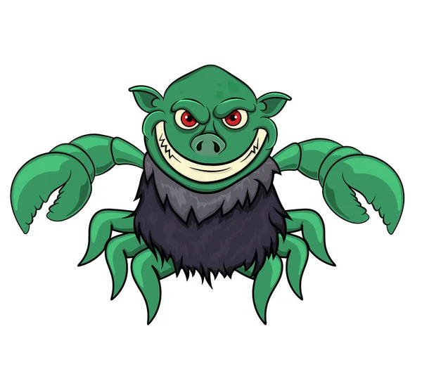 Monstro Verde Com Garras Troll Rosto Isolado Fundo Branco Vetor — Vetor de Stock