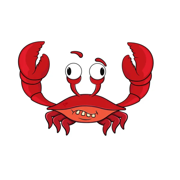 Cartoon Crab Wacky Face Isolated White Background Vector Stock Illustration — Stock Vector