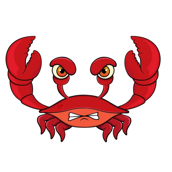 Karikatur Wütend Crab Isolation Auf Weißem Hintergrund Vektor Stock Illustration — Stockvektor