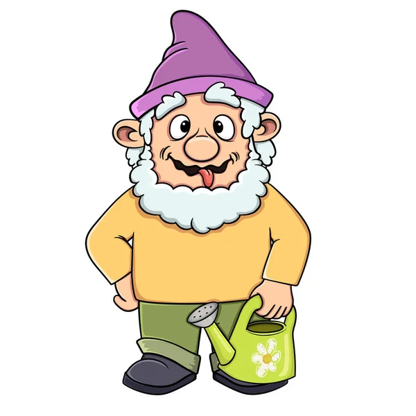 Gnome Engraçado Dos Desenhos Animados Provocação Mostra Língua Com Uma —  Vetores de Stock