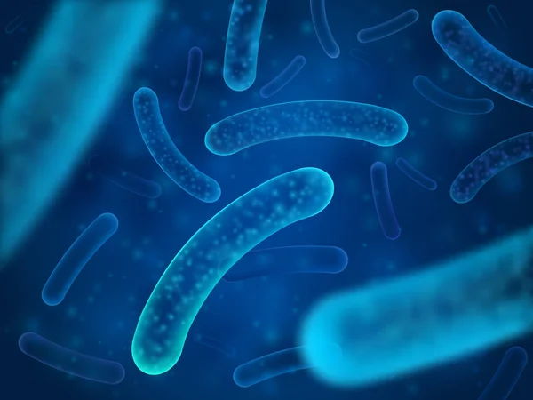 Microbatterio e organismi batterici terapeutici. Sfondo vettoriale microscopico di salmonella, lattobacillo o organismo acidofilo — Vettoriale Stock
