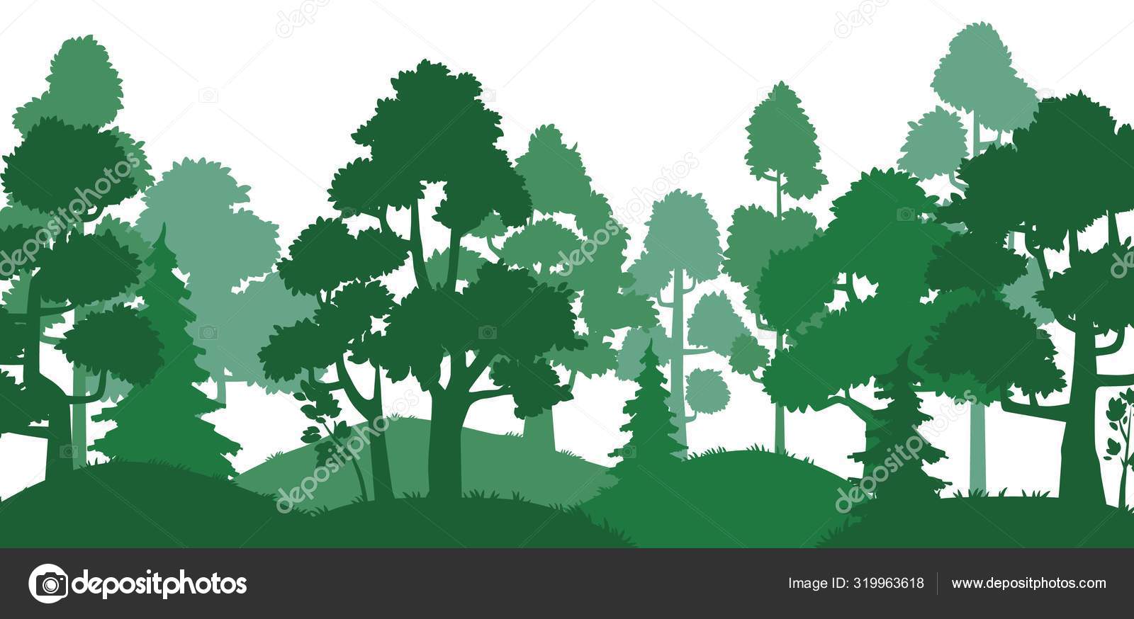 Forest trees silhouette. Nature landscape, green park alley and tree  silhouettes vector illustration Stock Vector by ©tartila.stock.gmail.com  319963618