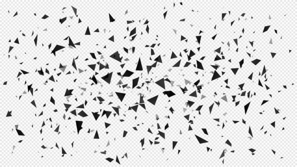 Abstract shatter particles. Random flying dark triangles particles, shattered texture and broken pieces isolated explosion vector illustration — Stock Vector