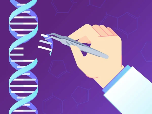 CRISPR CAS9 Інструмент для редагування генів. Геномні зміни, генетична інженерія людини та ДНК-код Векторні ілюстрації — стоковий вектор