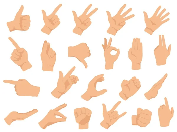 Hand gestures. Vector illustration set, counting fingers — Stock Vector