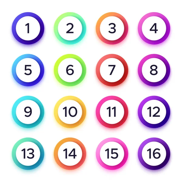 Αριθμοί σε πολύχρωμα πλαίσια βαθμίδωσης. Σύνολο διανύσματος — Διανυσματικό Αρχείο