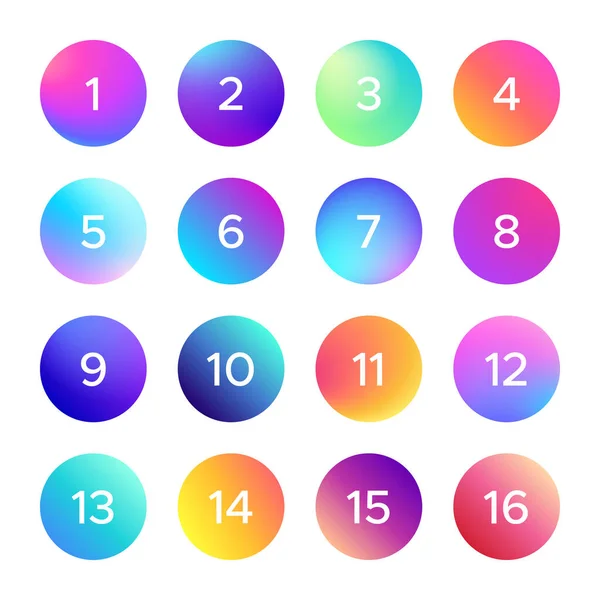 Gradiente colorido con número. Conjunto de vectores de forma — Archivo Imágenes Vectoriales