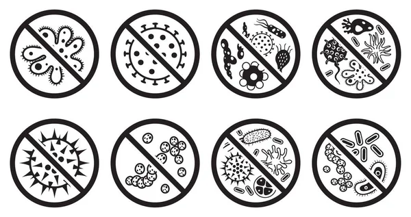 Antiviral and antibacterial icon. Vector icons set — Stock Vector