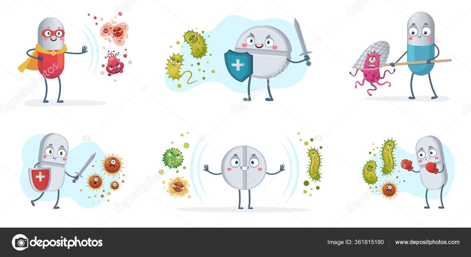 Antibiotic fight bacteria and virus. Strong antibiotics pills with