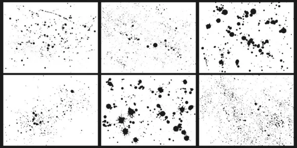 Tinta de fundo respingo. Pintura preta abstrata salpicos, tintas salpicadas gotas e pontos manchas conjunto vetor silhueta —  Vetores de Stock