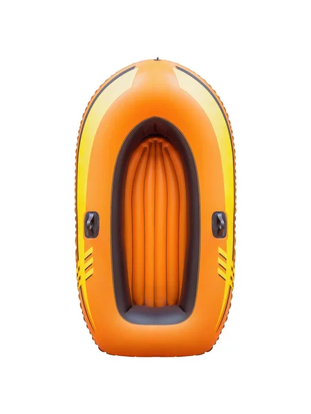 Top View Orange Rubber Boat Isolated White Background Clipping Path — Stock Photo, Image