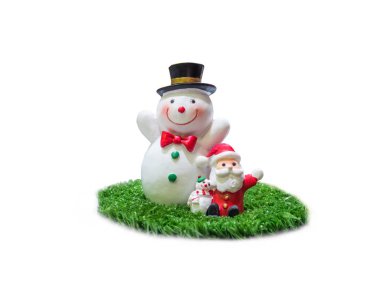 Noel Baba ve kırpma yolu ile beyaz arka plan üzerinde snowman.isolated.