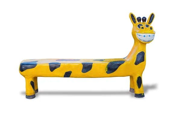 Bench Plastic Molding Animals Yellow Giraffe Isolated White Background Clipping — Stock Photo, Image