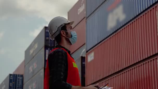 Epidemische Situatie Covid Ingenieurs Moeten Een Masker Dragen Tijdens Het — Stockvideo