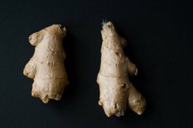 Renkli arka planda minimalizm limon ve zencefil. Kışın artan bağışıklık kavramı