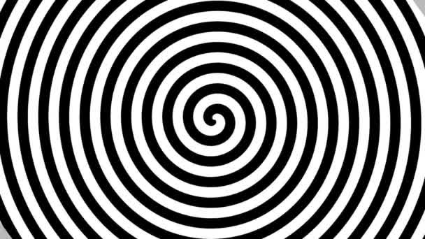 Hipnotizante giro en espiral en blanco y negro - HD looping animación de fondo — Vídeo de stock