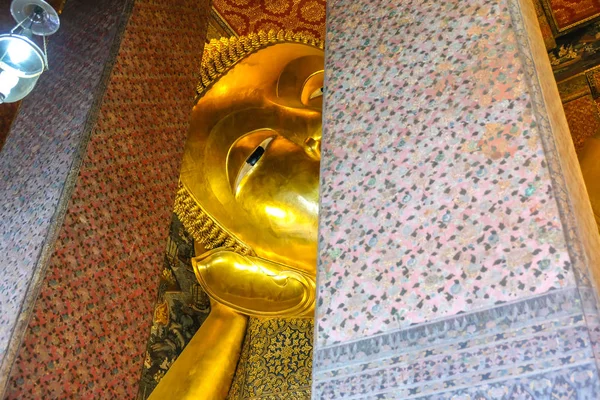 Tourism Buddha Reclining Biggest Thailand Worship Buddhist Wat Pho Bangkok — Stock Photo, Image