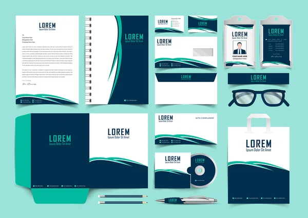 Corporate Premium Briefpapier Merk Identiteit Ontwerp Stationery Mockup Vector Megapack — Stockvector